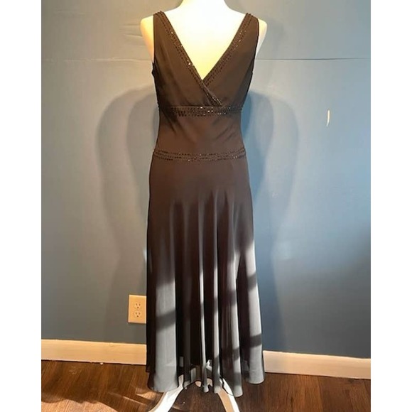 Jones Wear Size 6 Women's Crepe Beaded V-Neck Evening‎ Prom Dress Black - Picture 3 of 4